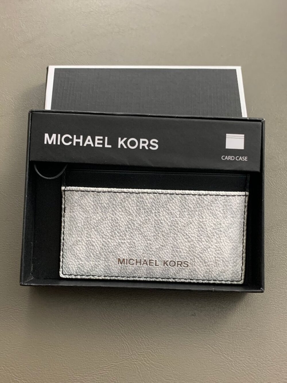 Michael Kors Men's Mason Signature Logo Card Case Wallet, White, One Size